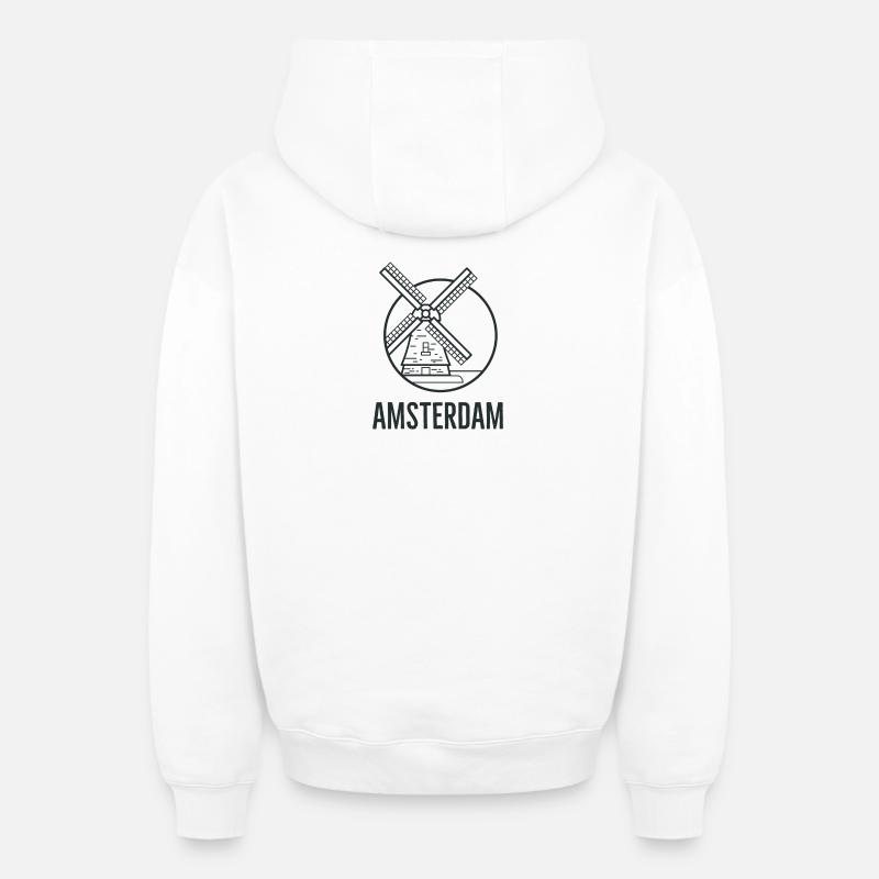 Amsterdam - Sweat à capuche unisexe zippé oversize épais SPREAD - blanc