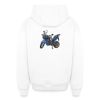 Africa Twin Enduro - solo blue - Sweat à capuche unisexe zippé oversize épais SPREAD - blanc - Dos - AI Model Male 178 light (178cm)