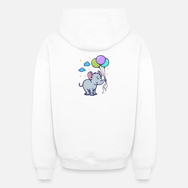 Animal Éléphant - Sweat à capuche unisexe zippé oversize épais SPREAD - blanc