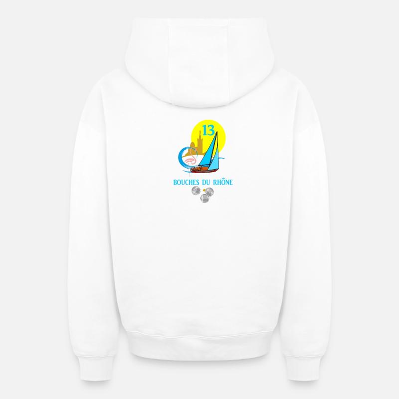 Bouches du rhône - Sweat à capuche unisexe zippé oversize épais SPREAD - blanc