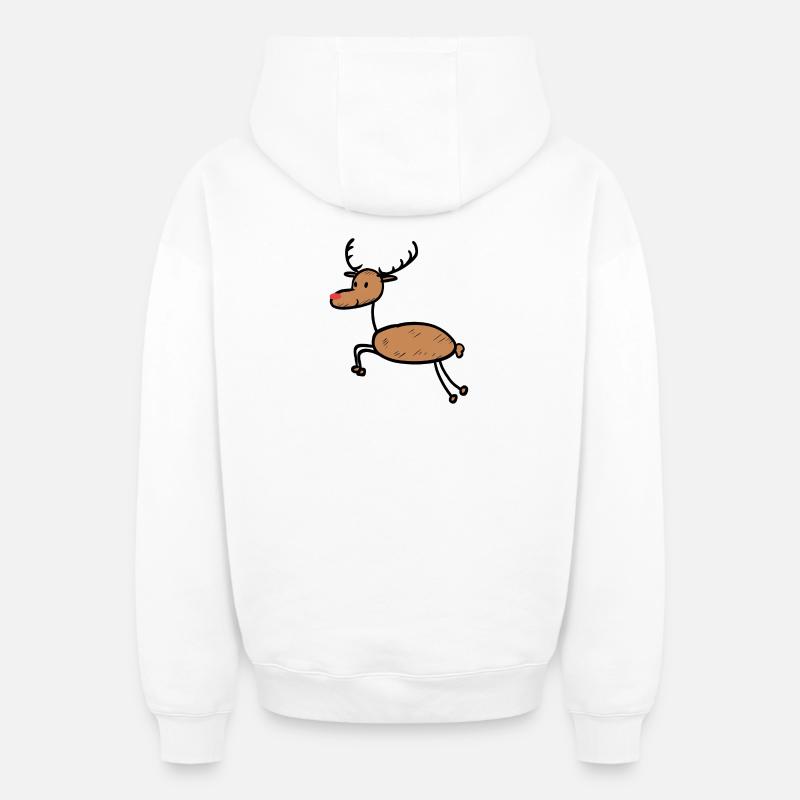 Fun Rennier Noël - Sweat à capuche unisexe zippé oversize épais SPREAD - blanc