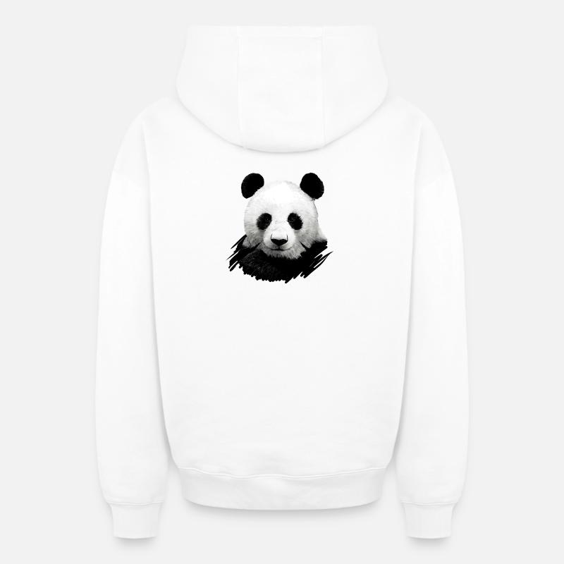 Panda - Sweat à capuche unisexe zippé oversize épais SPREAD - blanc