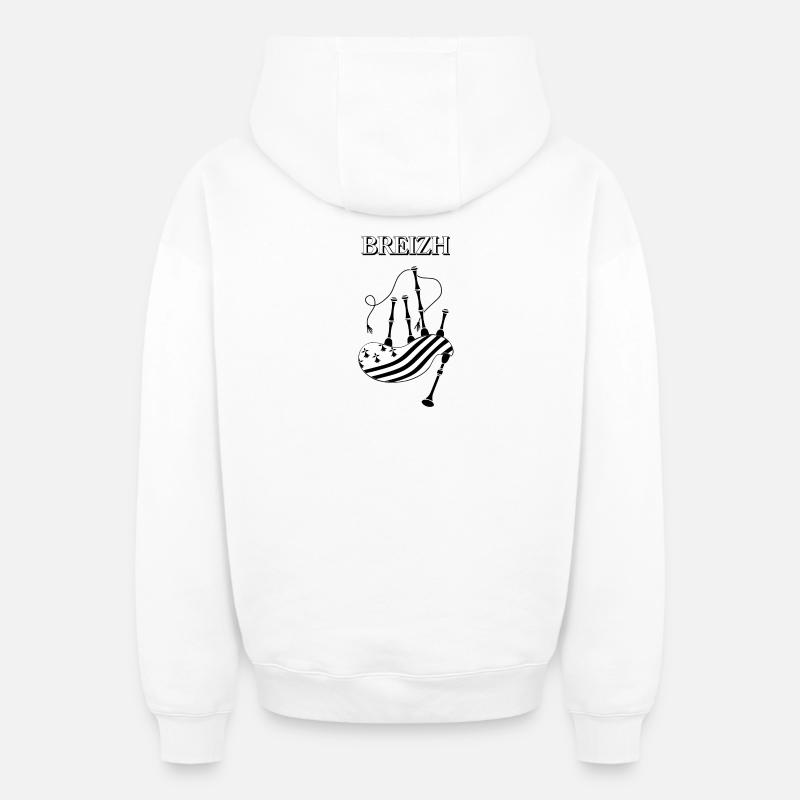 BREIZH - Sweat à capuche unisexe zippé oversize épais SPREAD - blanc