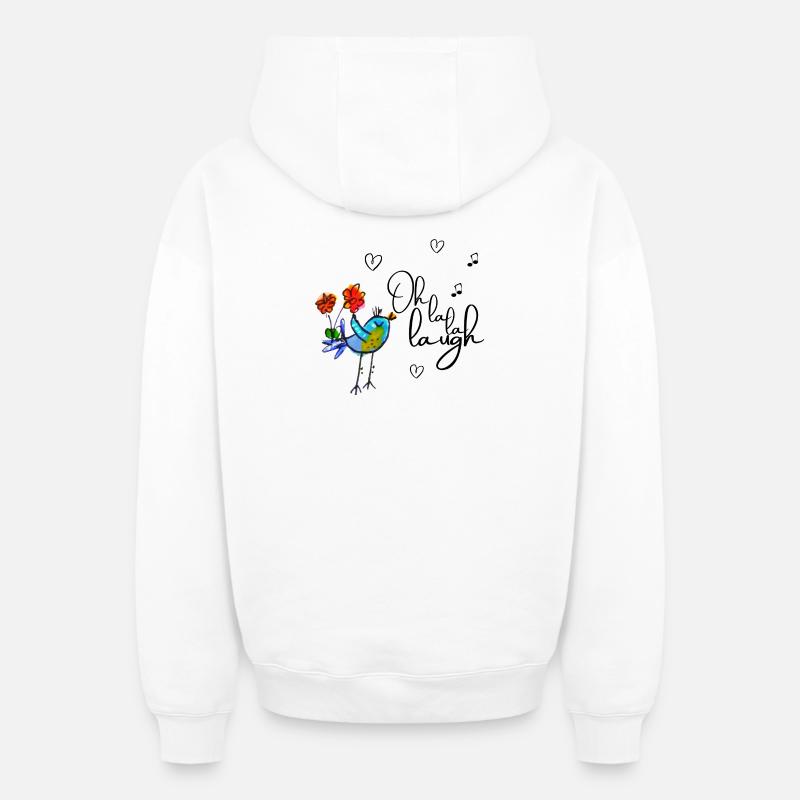 Oh la la rire - Sweat à capuche unisexe zippé oversize épais SPREAD - blanc