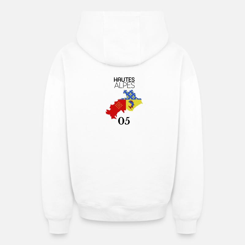 Hautes-alpes - Sweat à capuche unisexe zippé oversize épais SPREAD - blanc