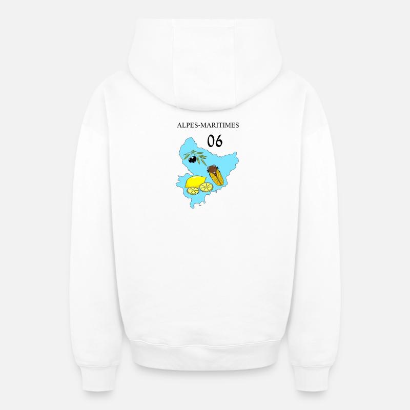 Alpes maritimes - Sweat à capuche unisexe zippé oversize épais SPREAD - blanc