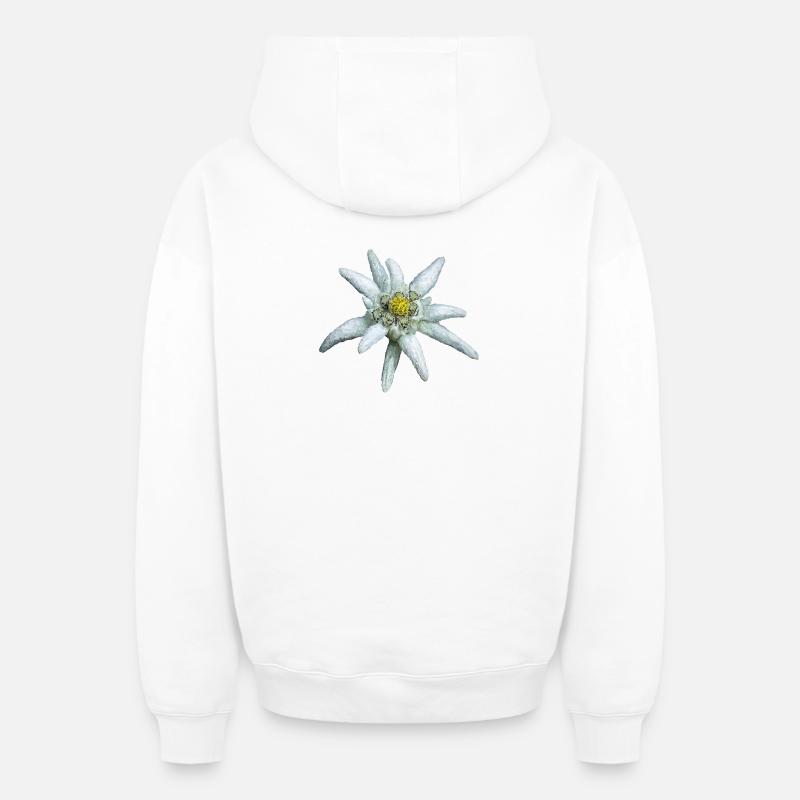 Edelweiss alpin - Sweat à capuche unisexe zippé oversize épais SPREAD - blanc