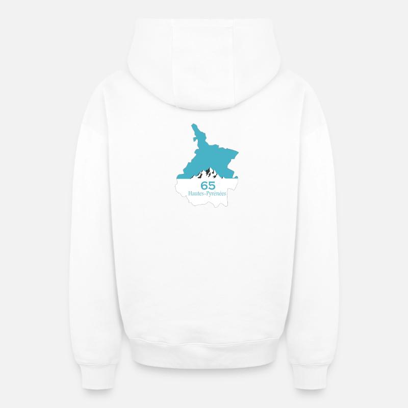 Hautes-Pyrénées - Sweat à capuche unisexe zippé oversize épais SPREAD - blanc