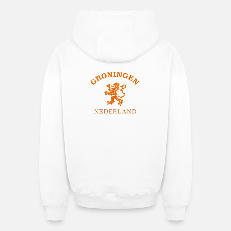 GRONINGEN Nederland, Pays-Bas, Pays-Bas - Sweat à capuche unisexe zippé oversize épais SPREAD - blanc