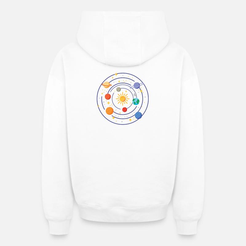 Solar System - Oversized Heavyweight Unisex Zip Hoodie - white