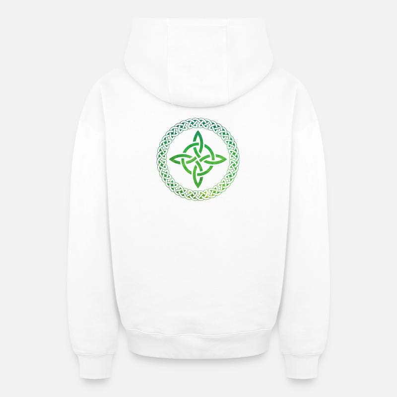 Nœud celtique - Sweat à capuche unisexe zippé oversize épais SPREAD - blanc