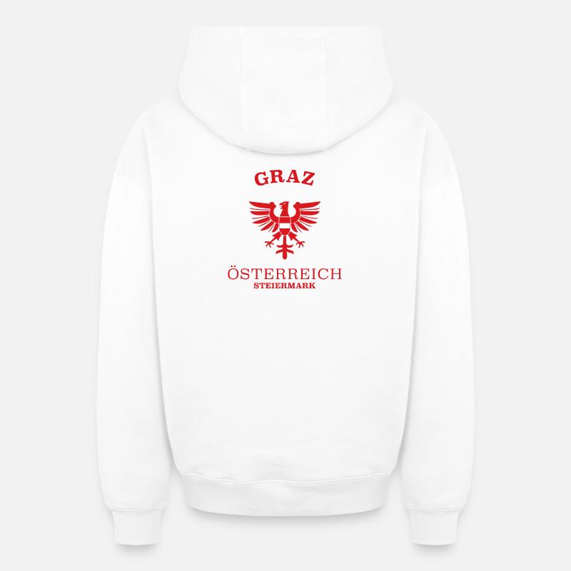 GRAZ Österreich Autriche - Sweat à capuche unisexe zippé oversize épais SPREAD - blanc