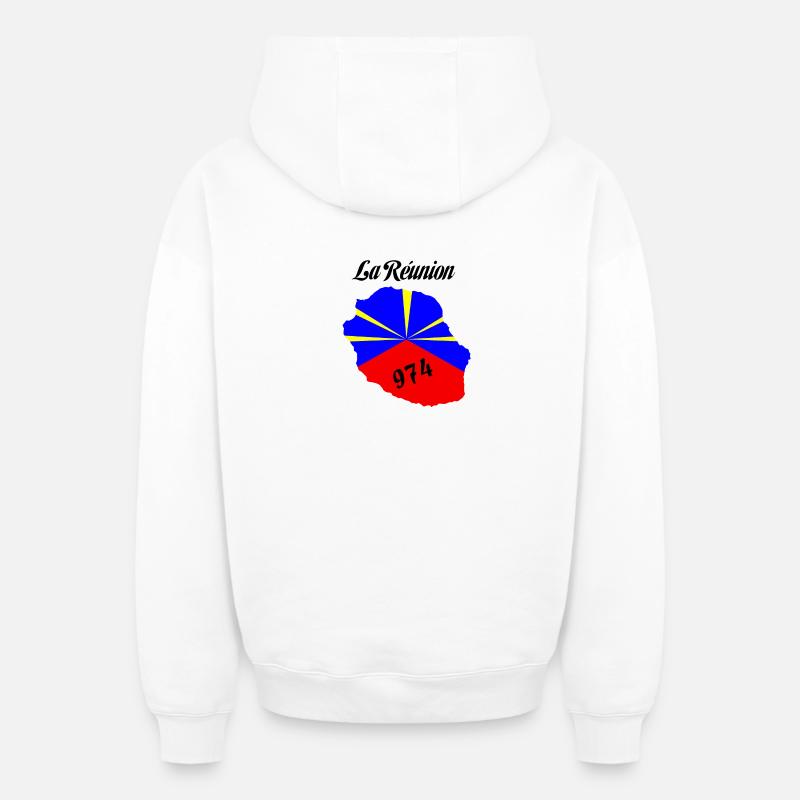 la réunion - Sweat à capuche unisexe zippé oversize épais SPREAD - blanc