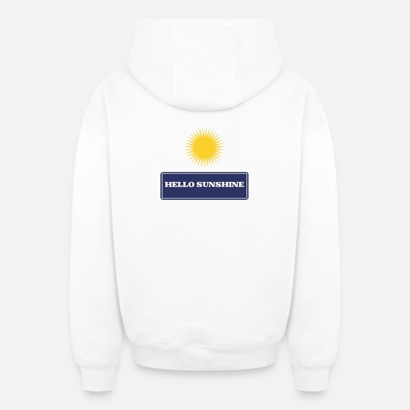 Hello sunshine - Sweat à capuche unisexe zippé oversize épais SPREAD - blanc