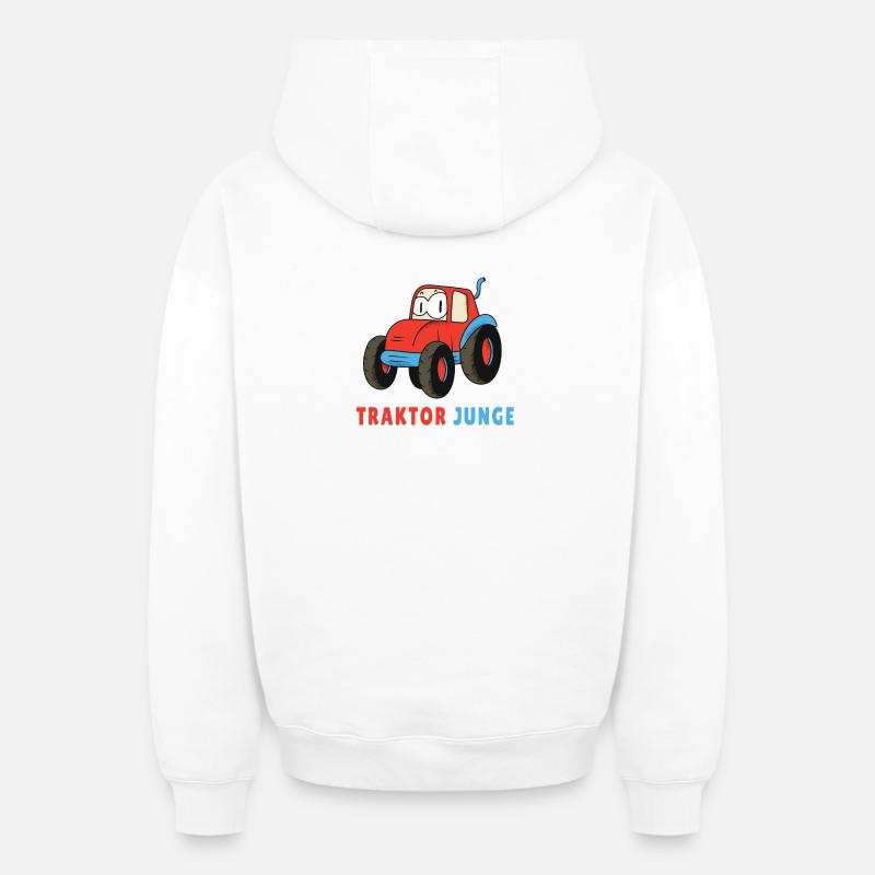 Traktor Junge - Oversized Heavyweight Unisex Zip Hoodie - Weiß