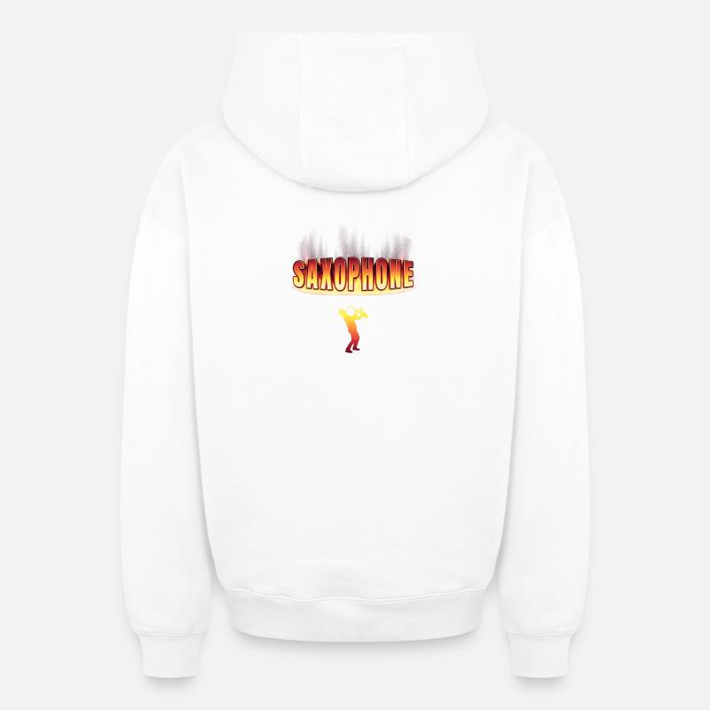 conception de saxophone - Sweat à capuche unisexe zippé oversize épais SPREAD - blanc