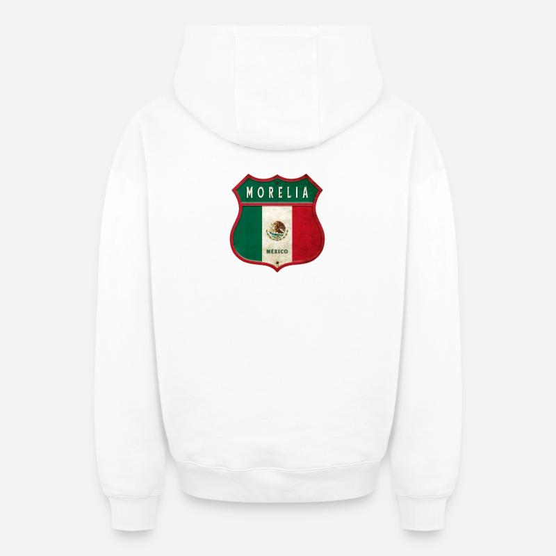 Écusson Morelia Mexico - Sweat à capuche unisexe zippé oversize épais SPREAD - blanc