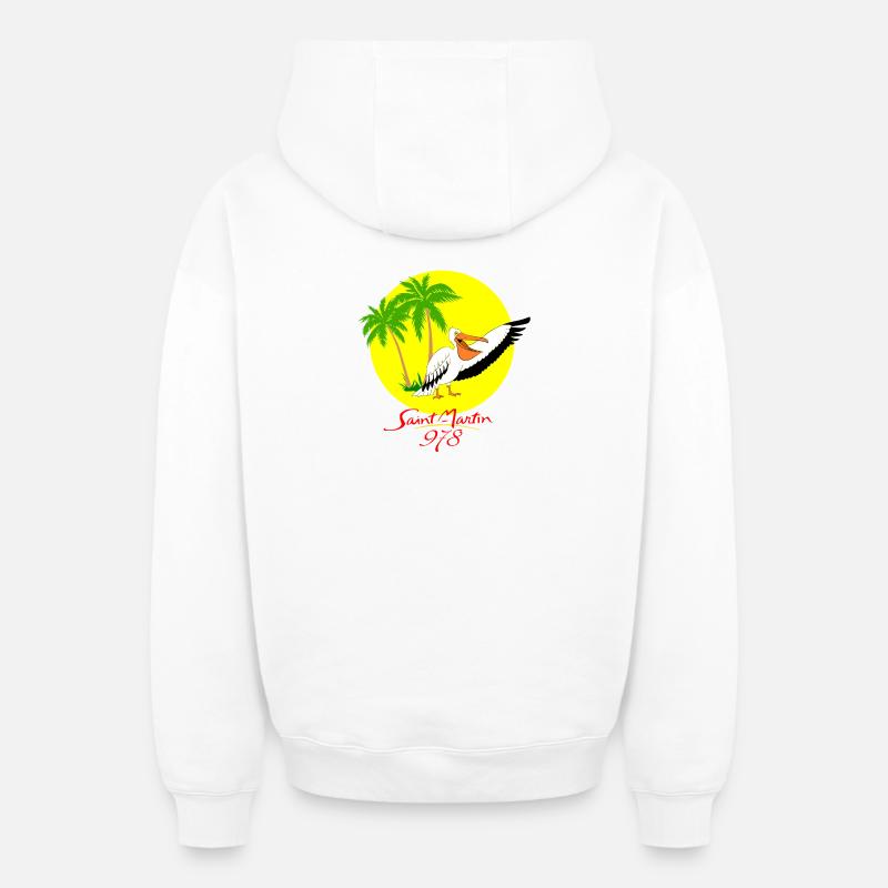 Saint-martin - Sweat à capuche unisexe zippé oversize épais SPREAD - blanc