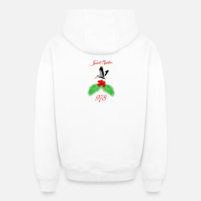 Saint-martin - Sweat à capuche unisexe zippé oversize épais SPREAD - blanc