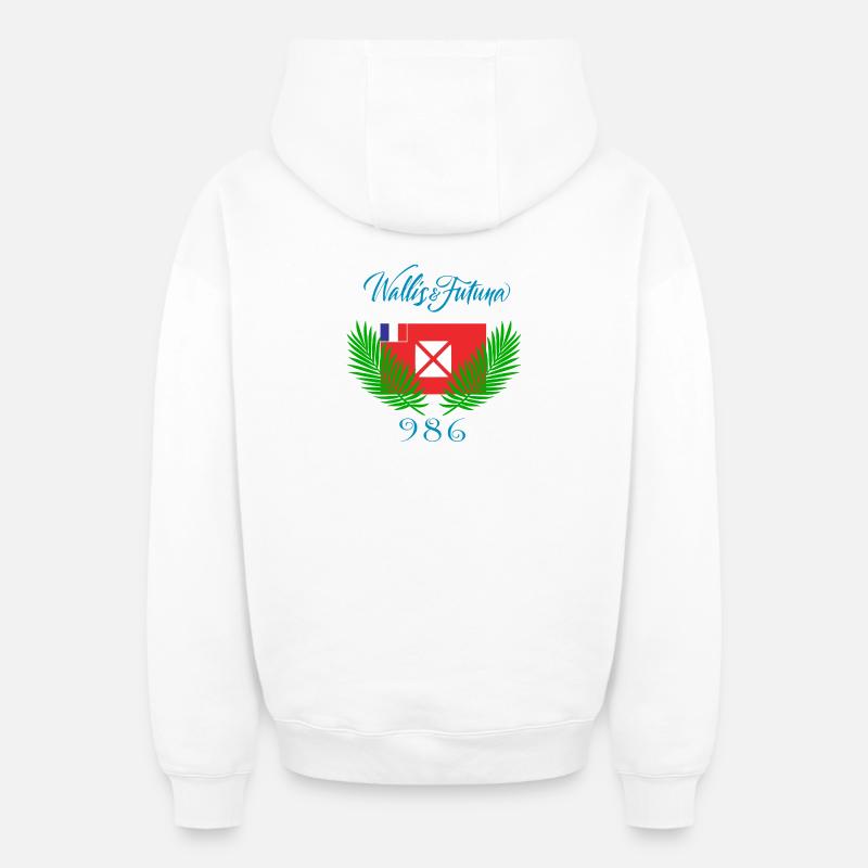 Wallis & Futuna - Sweat à capuche unisexe zippé oversize épais SPREAD - blanc