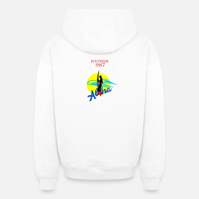 Polynésie - Sweat à capuche unisexe zippé oversize épais SPREAD - blanc