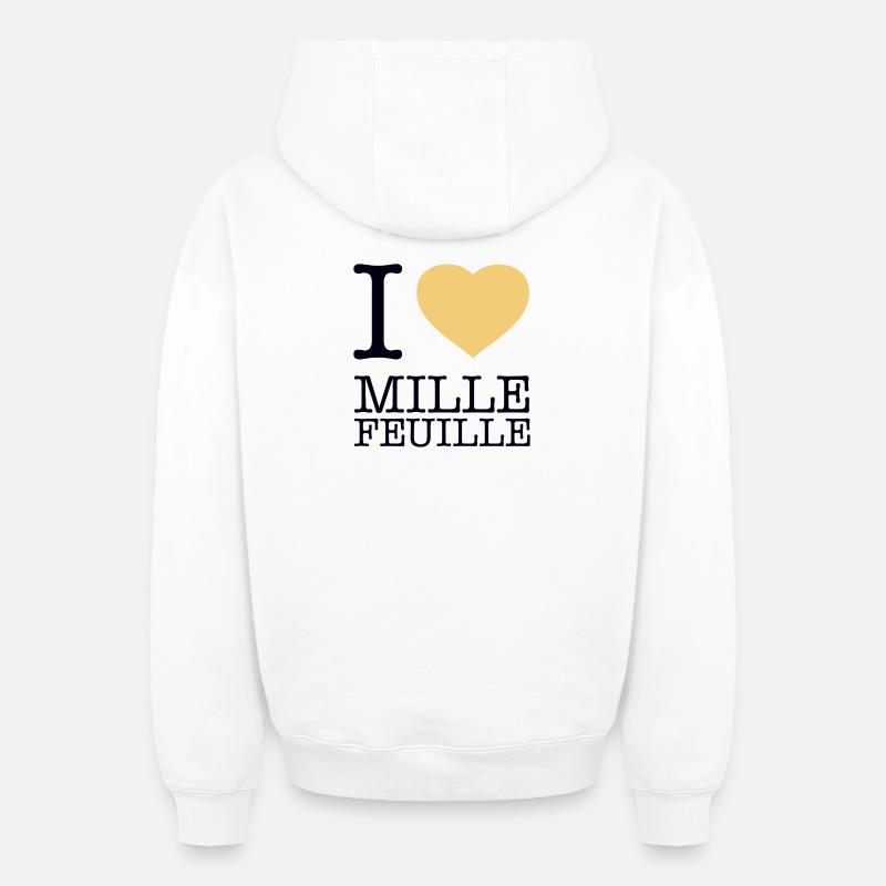 J’ADORE MILLE-FEUILLE - Sweat à capuche unisexe zippé oversize épais SPREAD - blanc