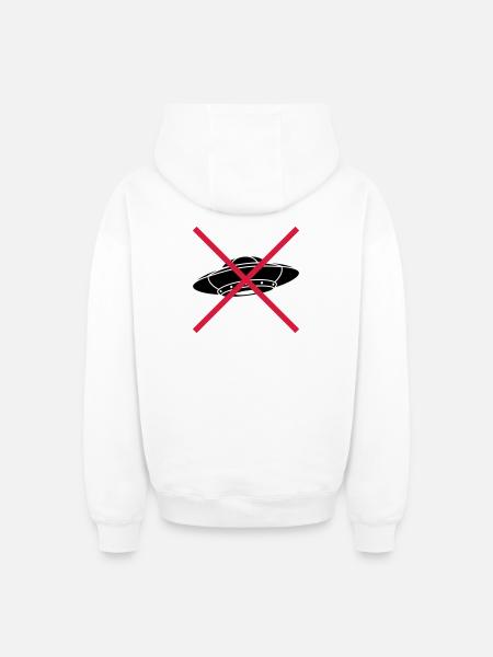 No UFOs Forbidden Shield - Oversized Heavyweight Unisex Zip Hoodie - white