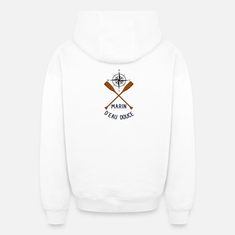 Marin d'eau douce - Sweat à capuche unisexe zippé oversize épais SPREAD - blanc