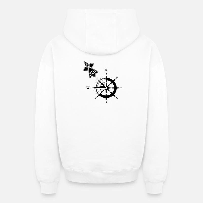 BZH - Sweat à capuche unisexe zippé oversize épais SPREAD - blanc
