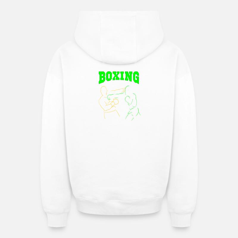 boxing - Sweat à capuche unisexe zippé oversize épais SPREAD - blanc