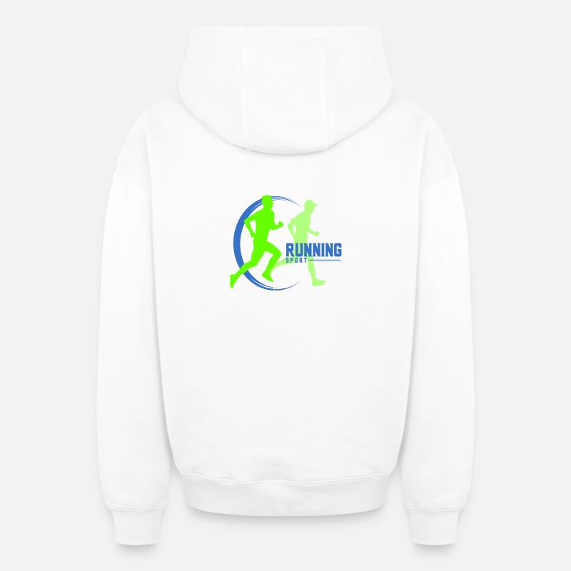 running - Sweat à capuche unisexe zippé oversize épais SPREAD - blanc