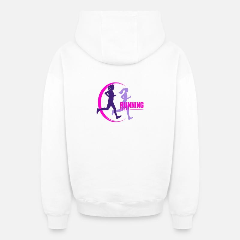 running - Sweat à capuche unisexe zippé oversize épais SPREAD - blanc