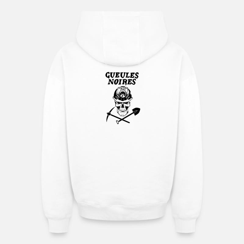 Gueules noires - Sweat à capuche unisexe zippé oversize épais SPREAD - blanc