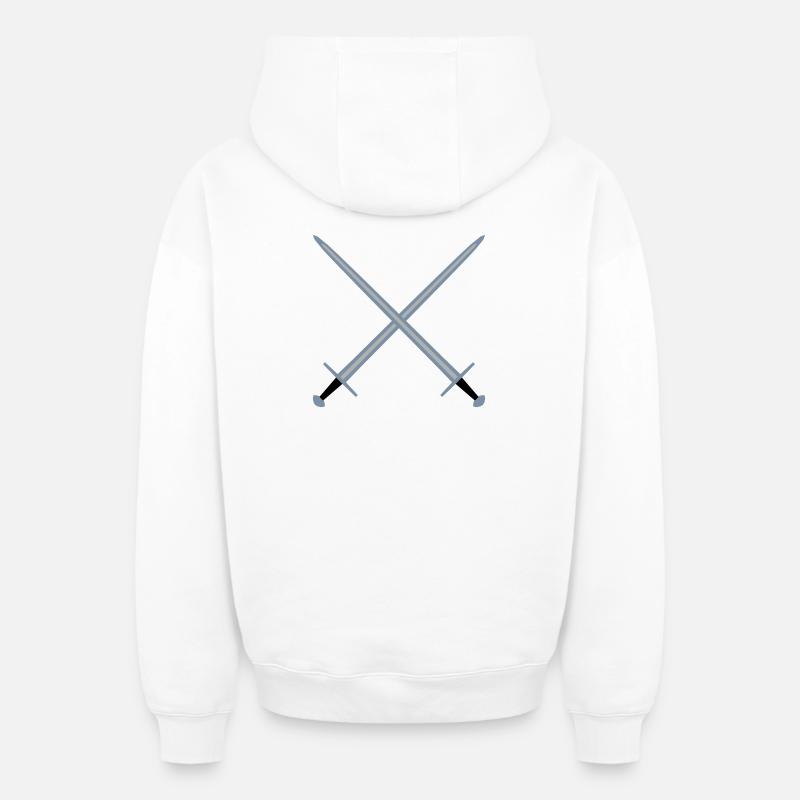 Épées croisées. - Sweat à capuche unisexe zippé oversize épais SPREAD - blanc