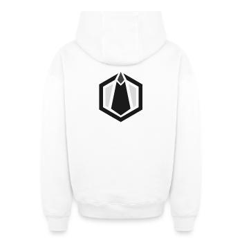 Monolith Logo - Sweat à capuche unisexe zippé oversize épais SPREAD - blanc - Dos - AI Model Male 178 light (178cm)