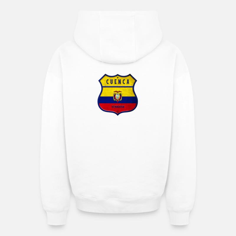 Cuenca Drapeaux de l'Equateur - Sweat à capuche unisexe zippé oversize épais SPREAD - blanc