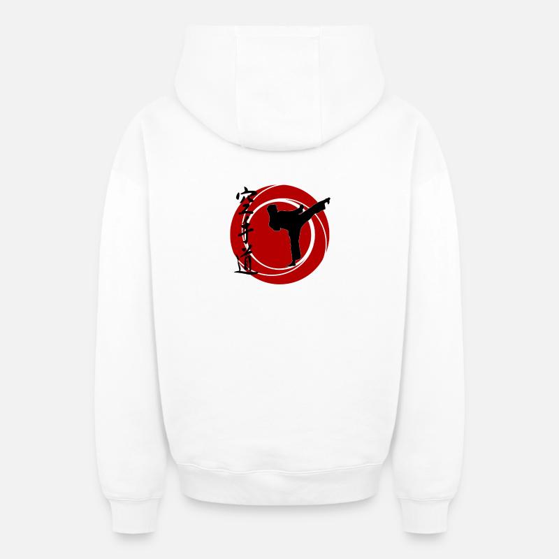 Karaté - Sweat à capuche unisexe zippé oversize épais SPREAD - blanc