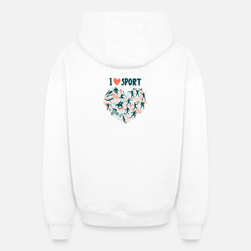 sport - Sweat à capuche unisexe zippé oversize épais SPREAD - blanc