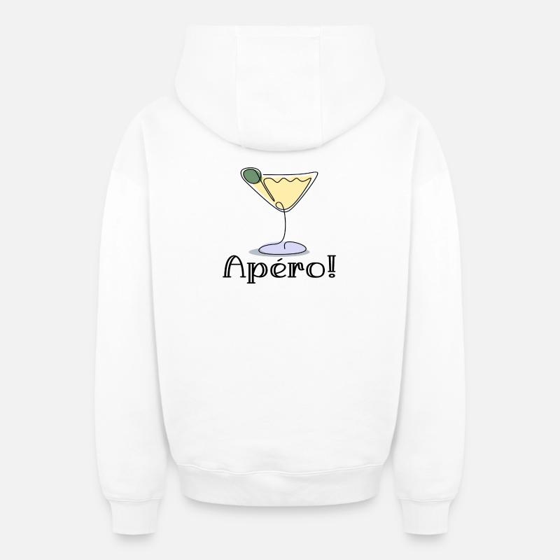 Apéro - Cocktail - BOISSON - Sweat à capuche unisexe zippé oversize épais SPREAD - blanc