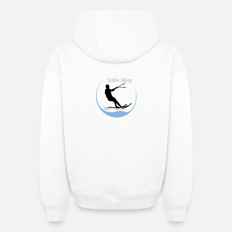 Water skiing - Sweat à capuche unisexe zippé oversize épais SPREAD - blanc