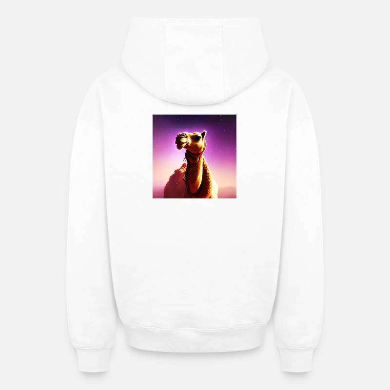 Dromedary Camel - Galaxy Space - Sweat à capuche unisexe zippé oversize épais SPREAD - blanc