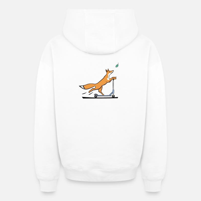 Renard - Sweat à capuche unisexe zippé oversize épais SPREAD - blanc