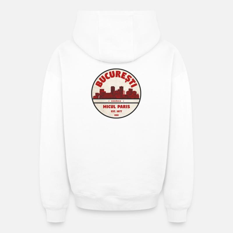 Millésime Micul Paris de Bucarest - Sweat à capuche unisexe zippé oversize épais SPREAD - blanc