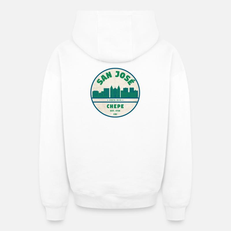Silhouette de San José Chepe - Sweat à capuche unisexe zippé oversize épais SPREAD - blanc