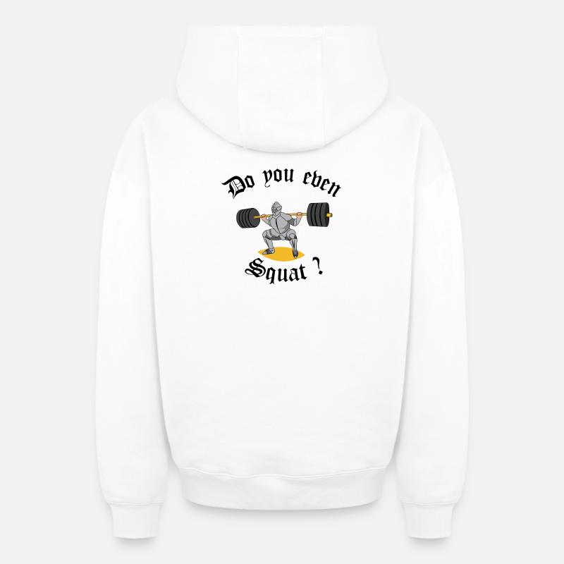 Chevalier Haltérophile - Sweat à capuche unisexe zippé oversize épais SPREAD - blanc