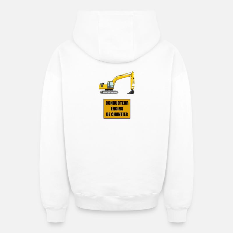 Construction equipment operator - Oversized Heavyweight Unisex Zip Hoodie - white