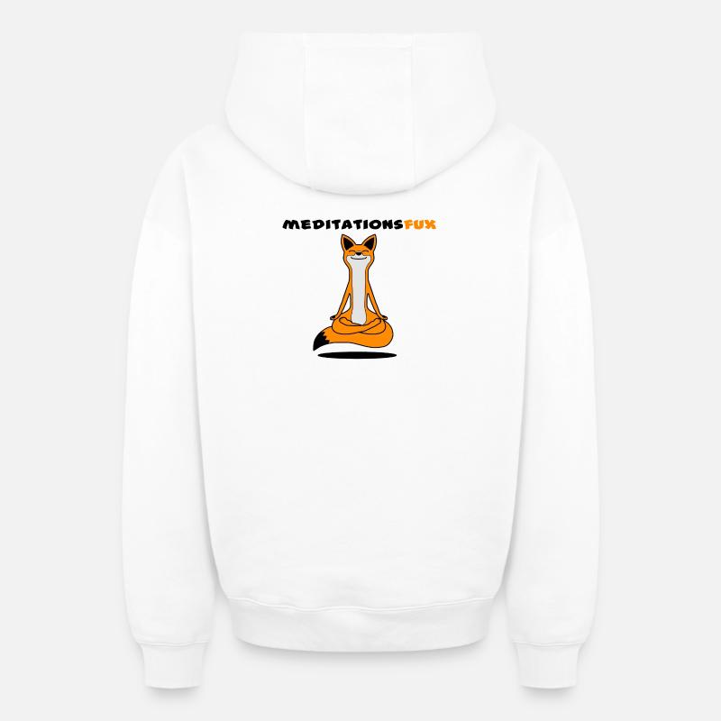 Meditationsfux - Renard de méditation, dialecte - Sweat à capuche unisexe zippé oversize épais SPREAD - blanc