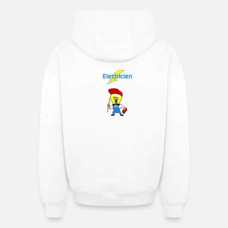 Electricien - Sweat à capuche unisexe zippé oversize épais SPREAD - blanc
