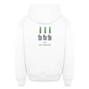 Tri des déchets - Sweat à capuche unisexe zippé oversize épais SPREAD - blanc - Dos - AI Model Male 178 light (178cm)