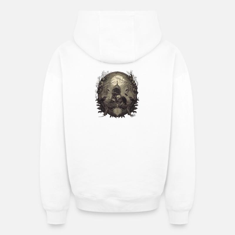 Gothique - Sweat à capuche unisexe zippé oversize épais SPREAD - blanc